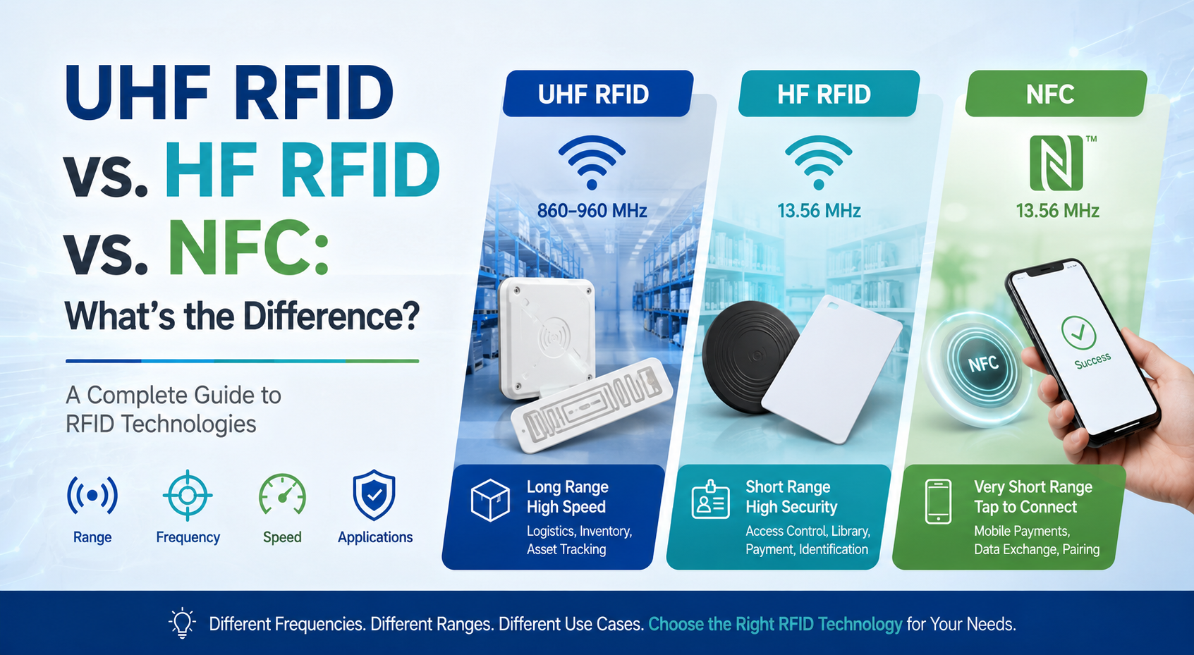 UHF RFID против HF RFID против NFC: в чем разница?